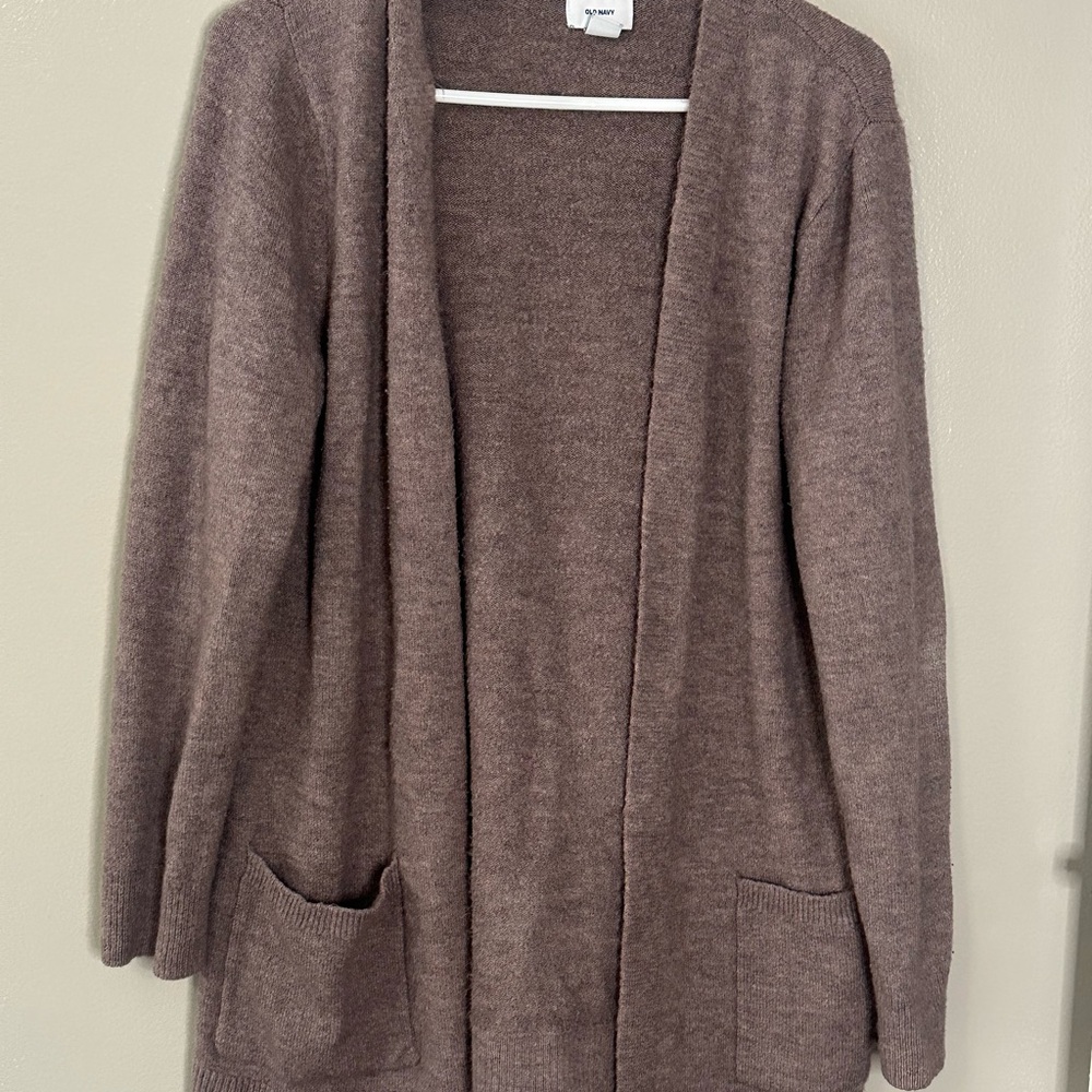 Old Navy Brown Cardigan Sweater Long Open-Front